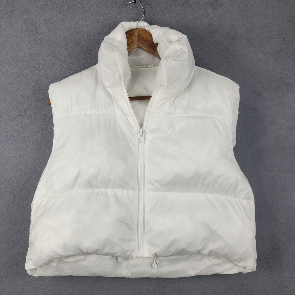 Anna-Kaci White Puffer Vest‎ Women’s Large Zip Up Winter Quilted Jacket